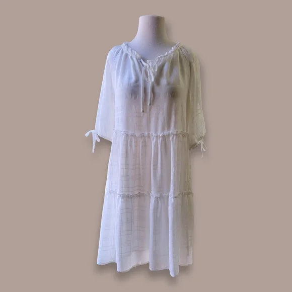 Tribal Femme Dresses | Tribal Femme Women's Dress White Midi Voluminous Flowy Size Small | Color: White | Size: S | Lesliebeard492's Closet